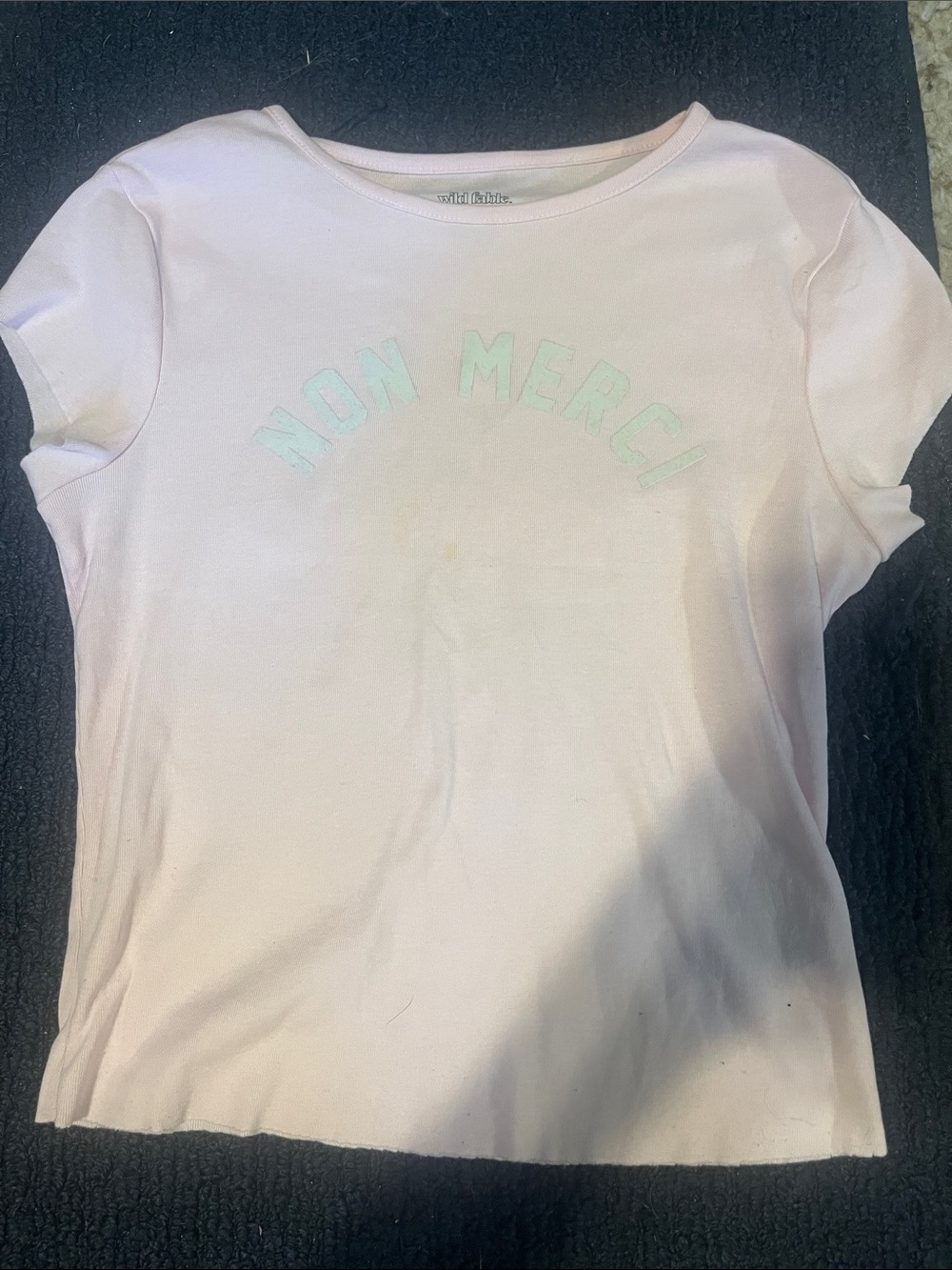 Pink "Non Merci" Short Sleeve Tee